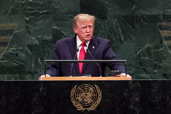 Trump addresses the U.N. General Assembly today./Image via AFP